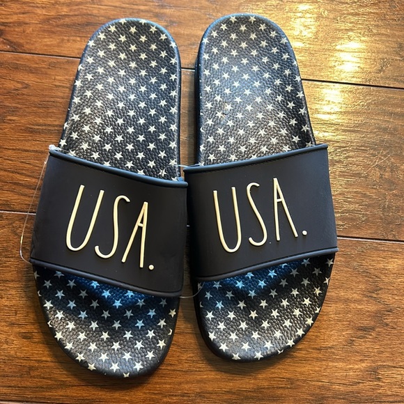 Rae Dunn Women shoes sandals Blue Slide Wedge Size 9 SKU 10608 NEW - Picture 6 of 7